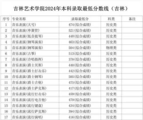 音乐表演专业高考文化课分数线