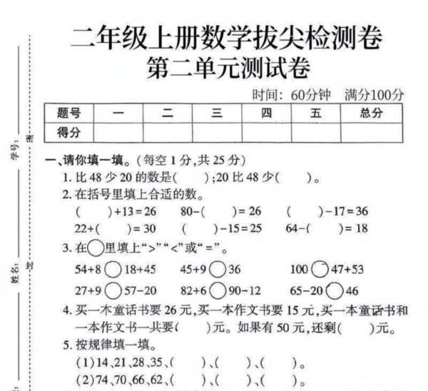 数学单元试卷封面装饰图片