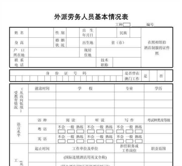 劳资专管员信息表怎么填写图片