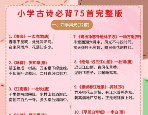 小学必背古诗词75+80首部编版