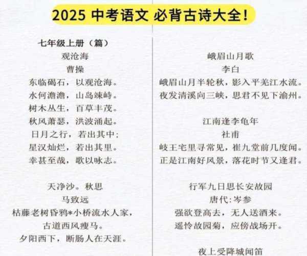 初中语文篇目大全电子版