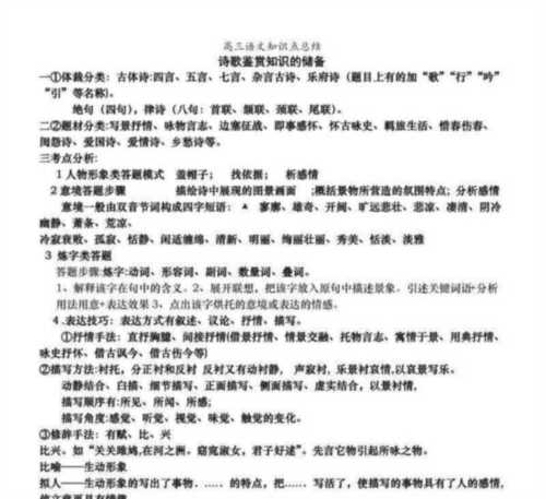 高中语文知识点总结高考必考