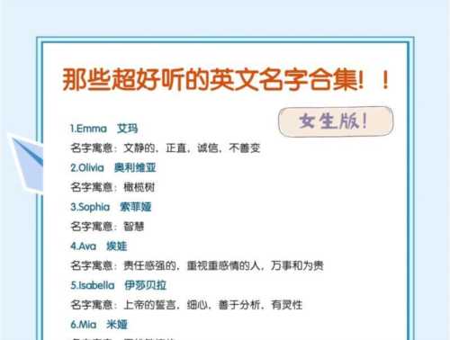 好听的英文女孩名字网名大全