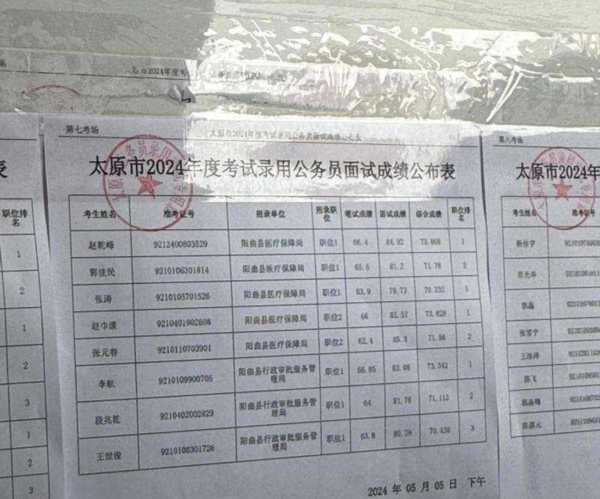 省考公务员成绩单