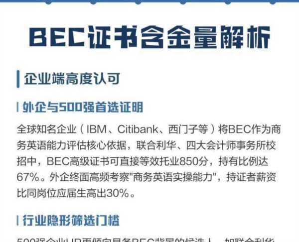 关于bec证书什么时候拿到的信息