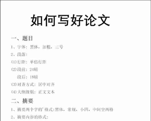 论文的格式包括哪些?有什么要求