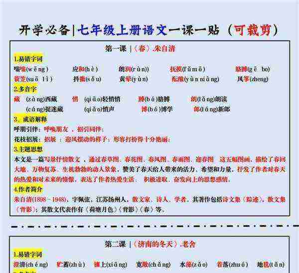 初中语文知识大全知识点总结可打印