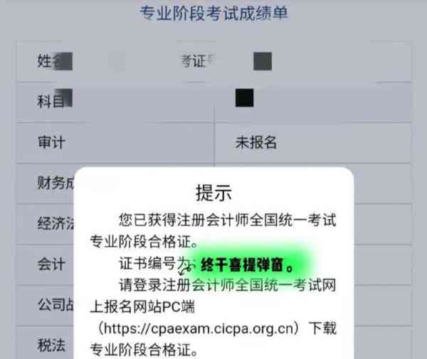 cpa考试成绩公布
