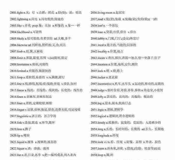 考研英语大纲5500词词汇表完美打印顺序版