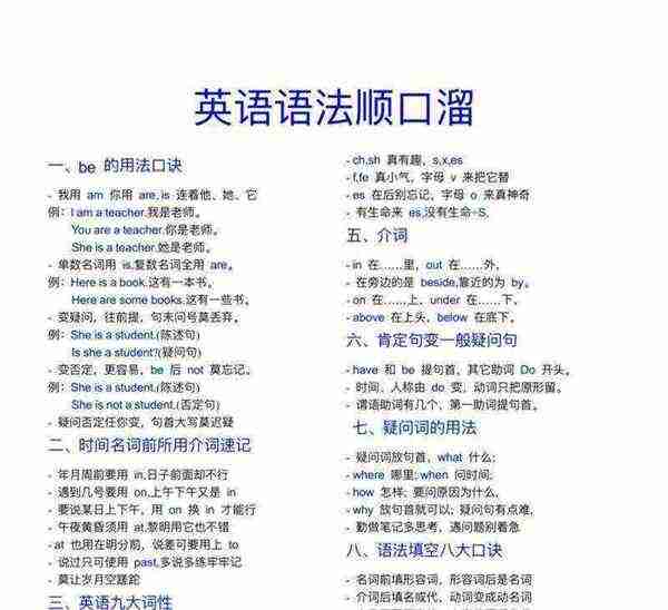 英语语法顺口溜大全100首图片
