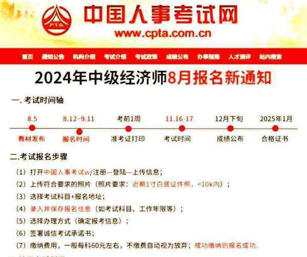 2024年中级经济师报名条件及时间表