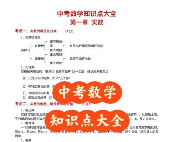 初中数学必考知识点总结大全