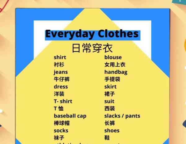 衣服 的英语单词怎么写