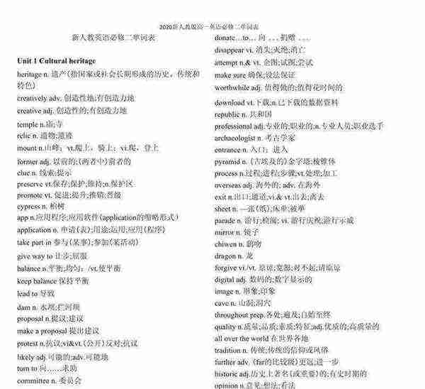 普通高中英语必修二单词朗读