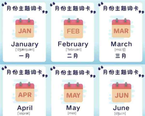 一月到12月英语单词怎么写