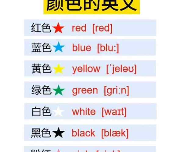 颜色用英文怎么说怎么写的单词