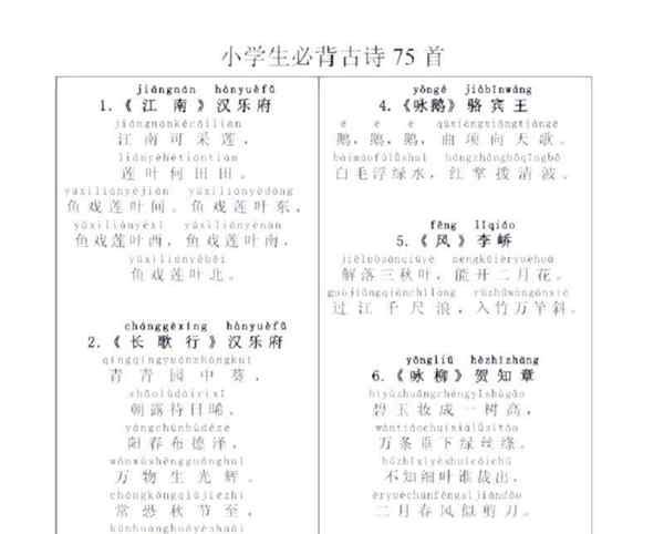 小学生必背古诗词7580首电子版图片