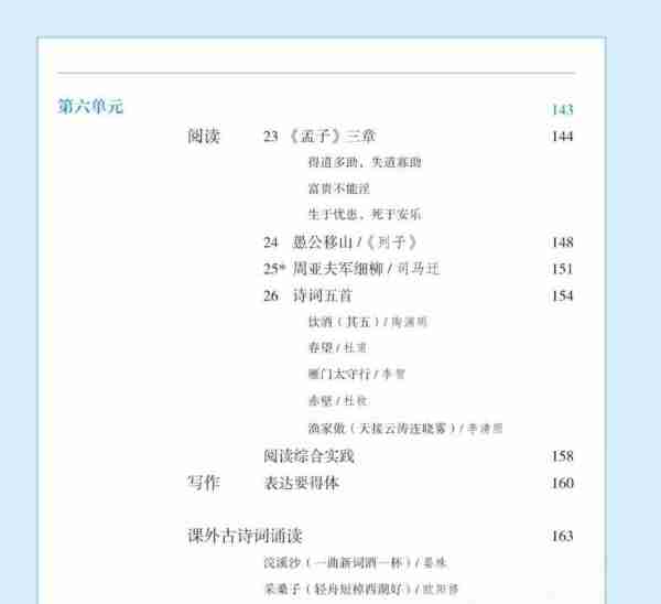 部编人教版初中语文教材目录