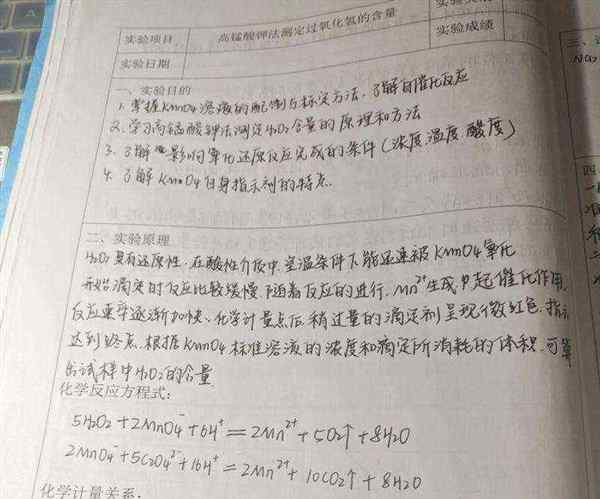 大学化学实验报告的模板怎么写