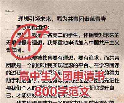 高中入团申请书正规范文800字左右