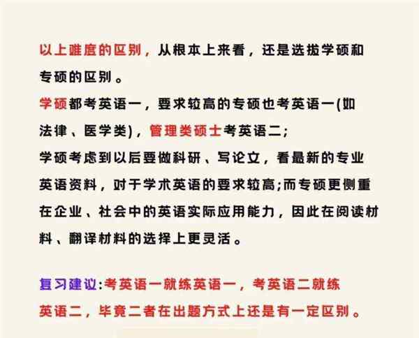 考研的英语一和英语二有啥区别