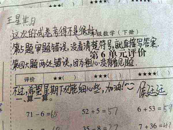 初二考试没考好家长评语简短