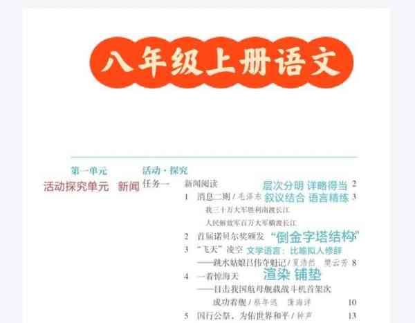 部编版初中语文教科书目录