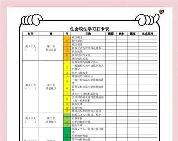 cpa内容备考时间计划表怎么写