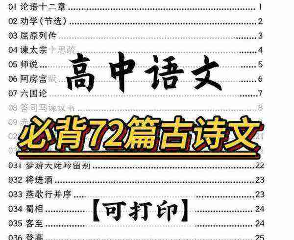 高中语文必背文言文14篇