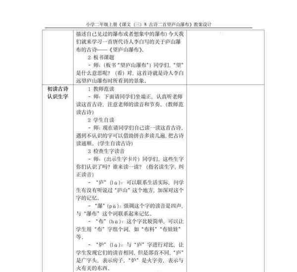 小学语文古诗类教案模板