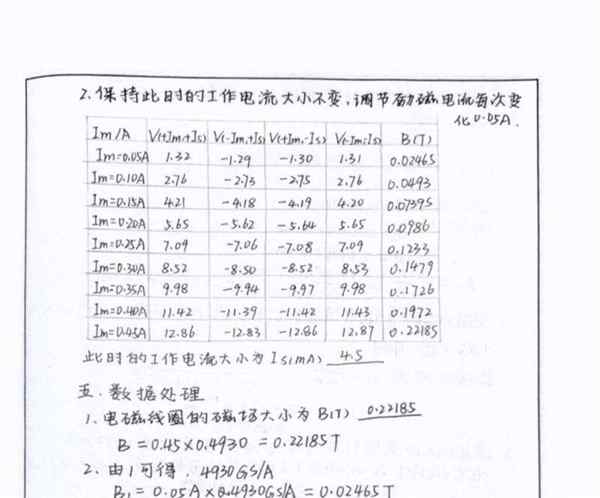 大学物理实验报告霍尔效应及其应用
