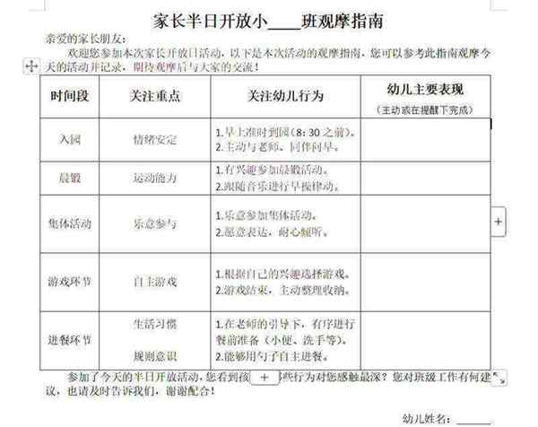 幼儿园半日观摩简短感想总结