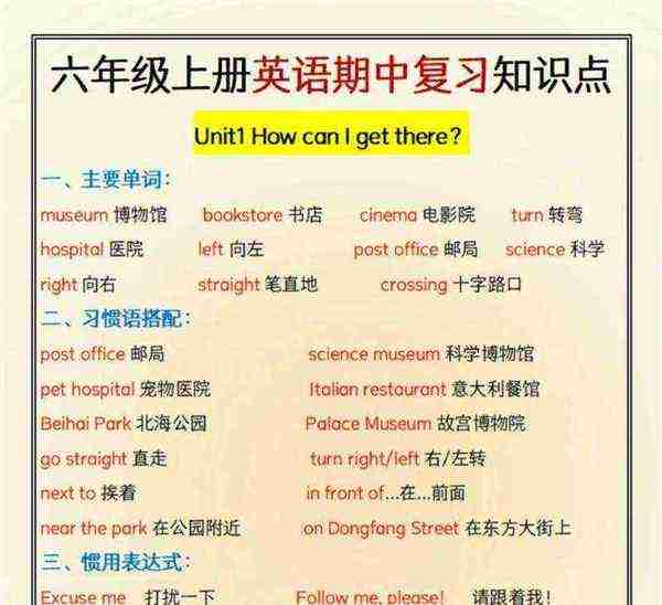六年级上册英语语法题