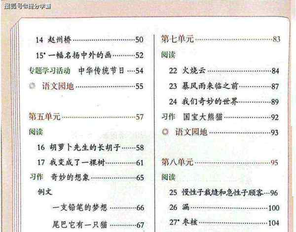 部编版三年级上册语文目录2020