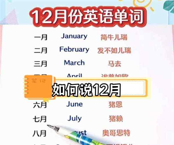 十二个月份用英语怎么读怎么记