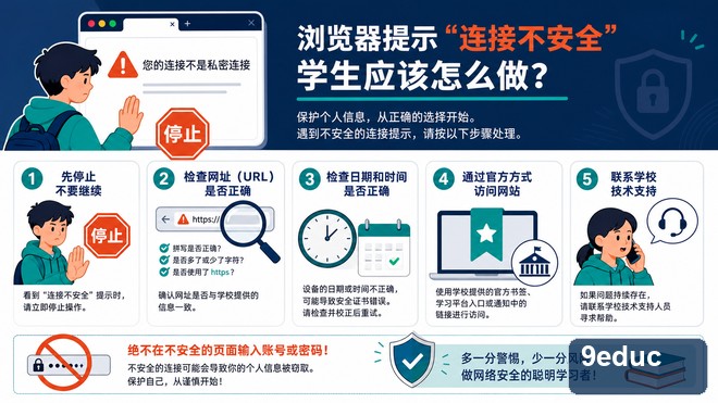 浏览器连接不安全警告与停止输入、核对域名和联系管理员的处理步骤