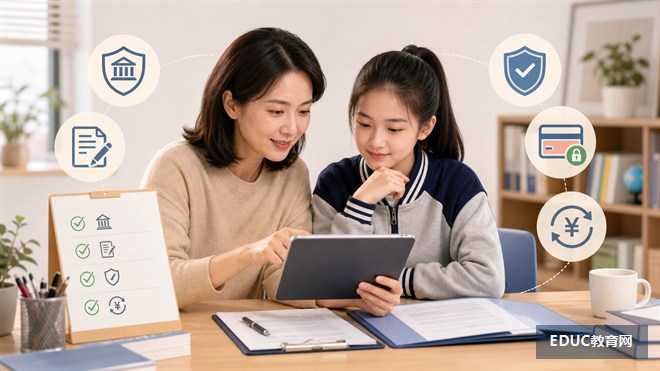 家长和学生在官方平台核对校外培训机构与合同